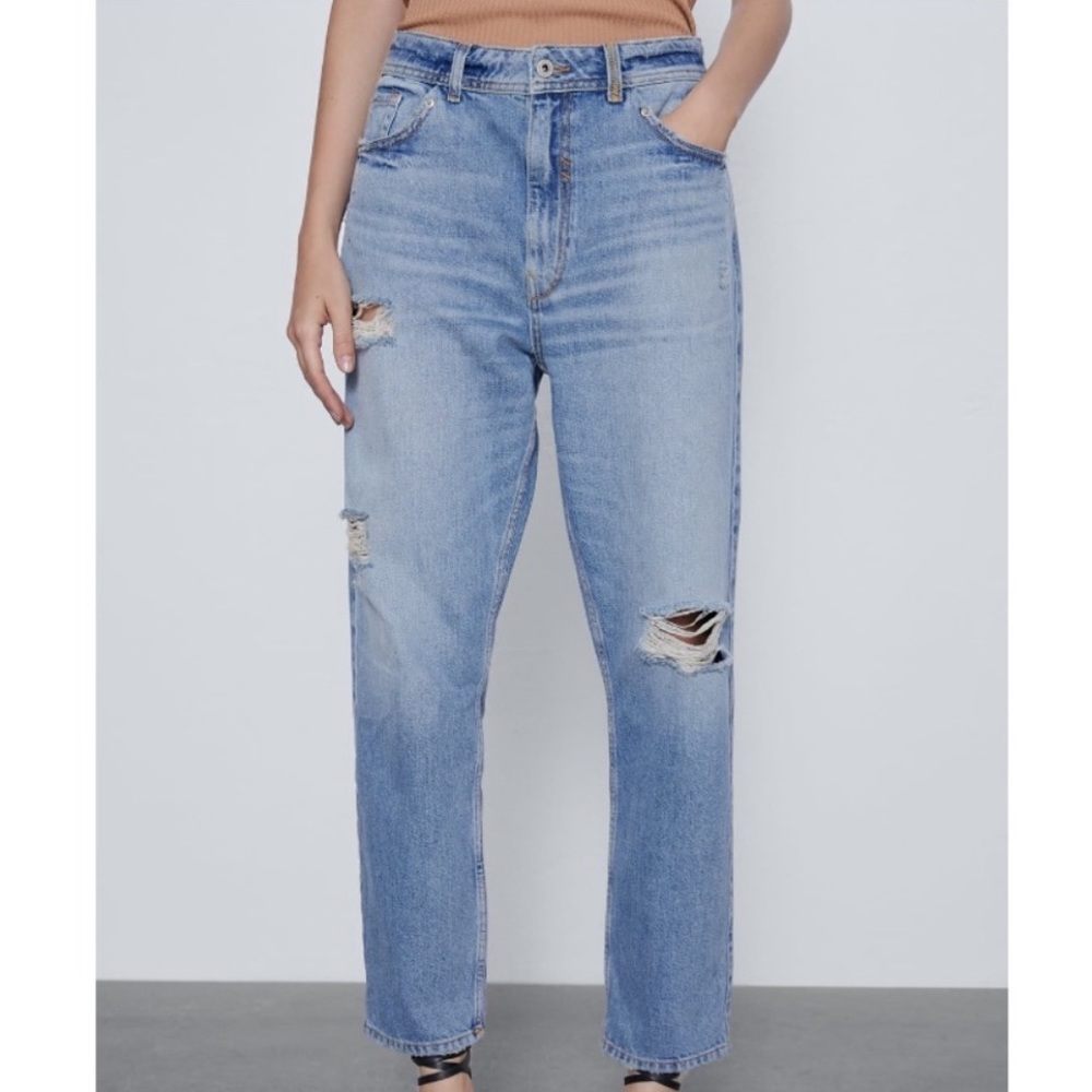 Zara Z1975 Distressed Relaxed Jeans